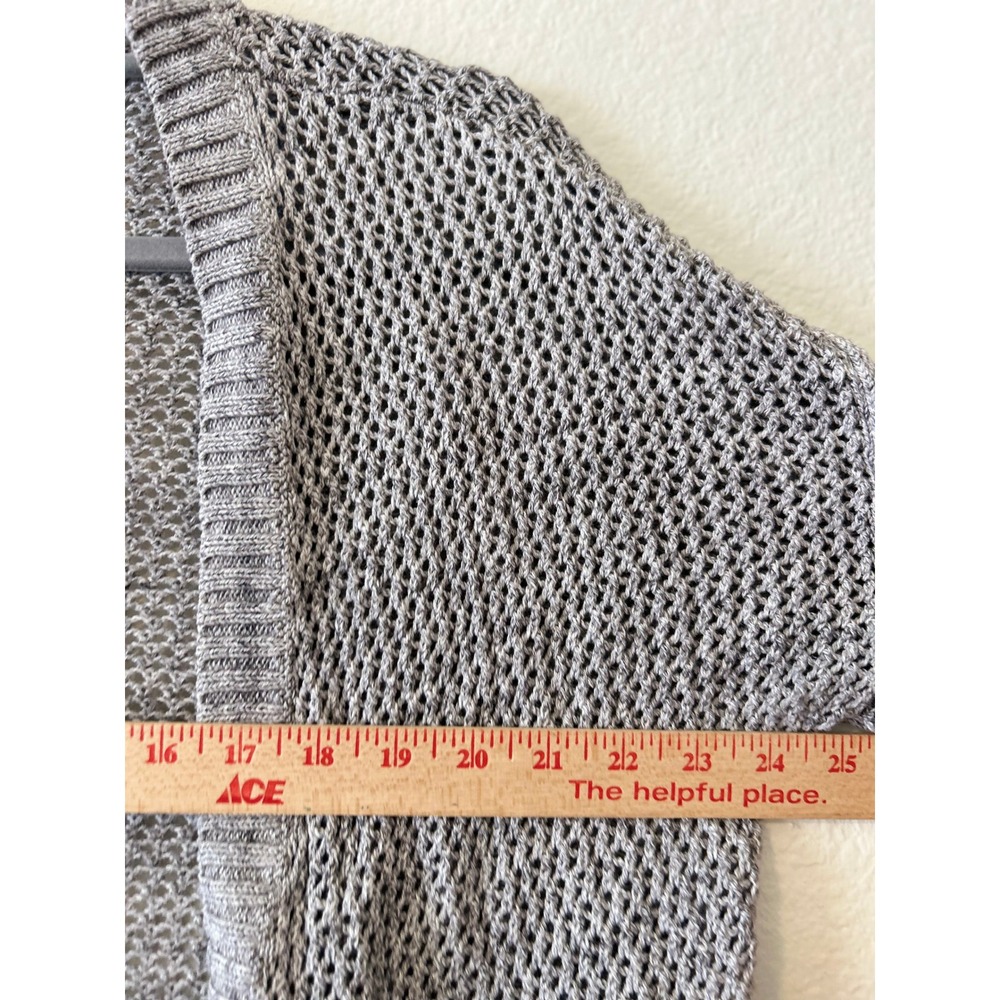 Coastal Beach Gray Open Mesh Knit Cardigan Gap Sweater Cotton Pockets SZ S - Picture 6 of 6